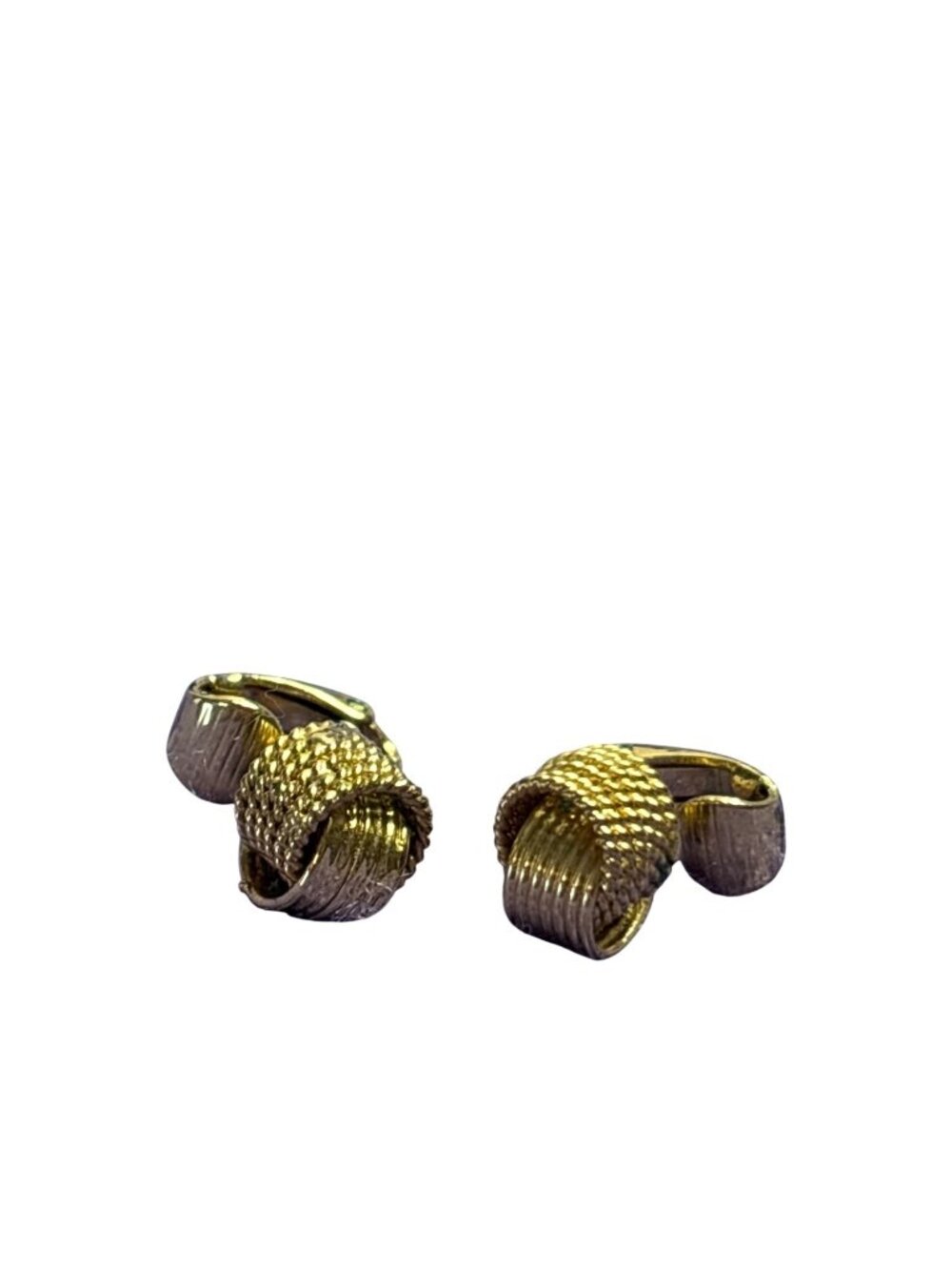 Vintage Textured Goldtone Knot Clip On Earrings 3/8 inch